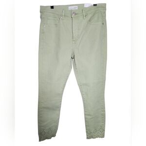 LOFT Sage Green‎ Ankle Cropped Jeans with Geometric Hem Nwt Size 6